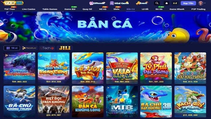 Giải trí cực đỉnh với sảnh Bắn cá của Tin 88