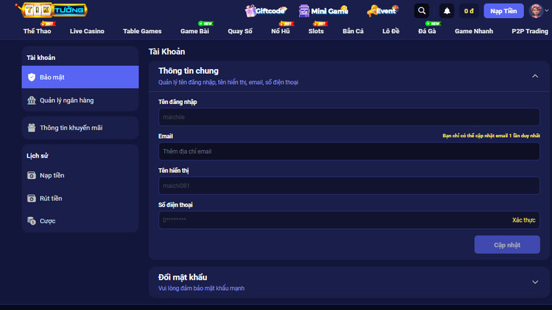 Chỉ sử dụng thông tin của người chơi khi được cho phép